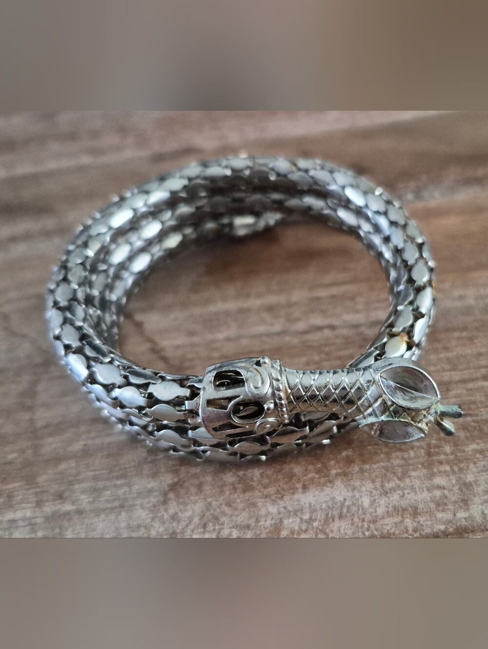 Silver-Tone Snake Coil Bracelet | Three-Tiered Statement Wrap Cuff